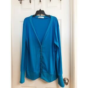 Nenona Sweater Women's Size XL Cardigan, Turquoise, Snap Buttons, Long Slv EUC